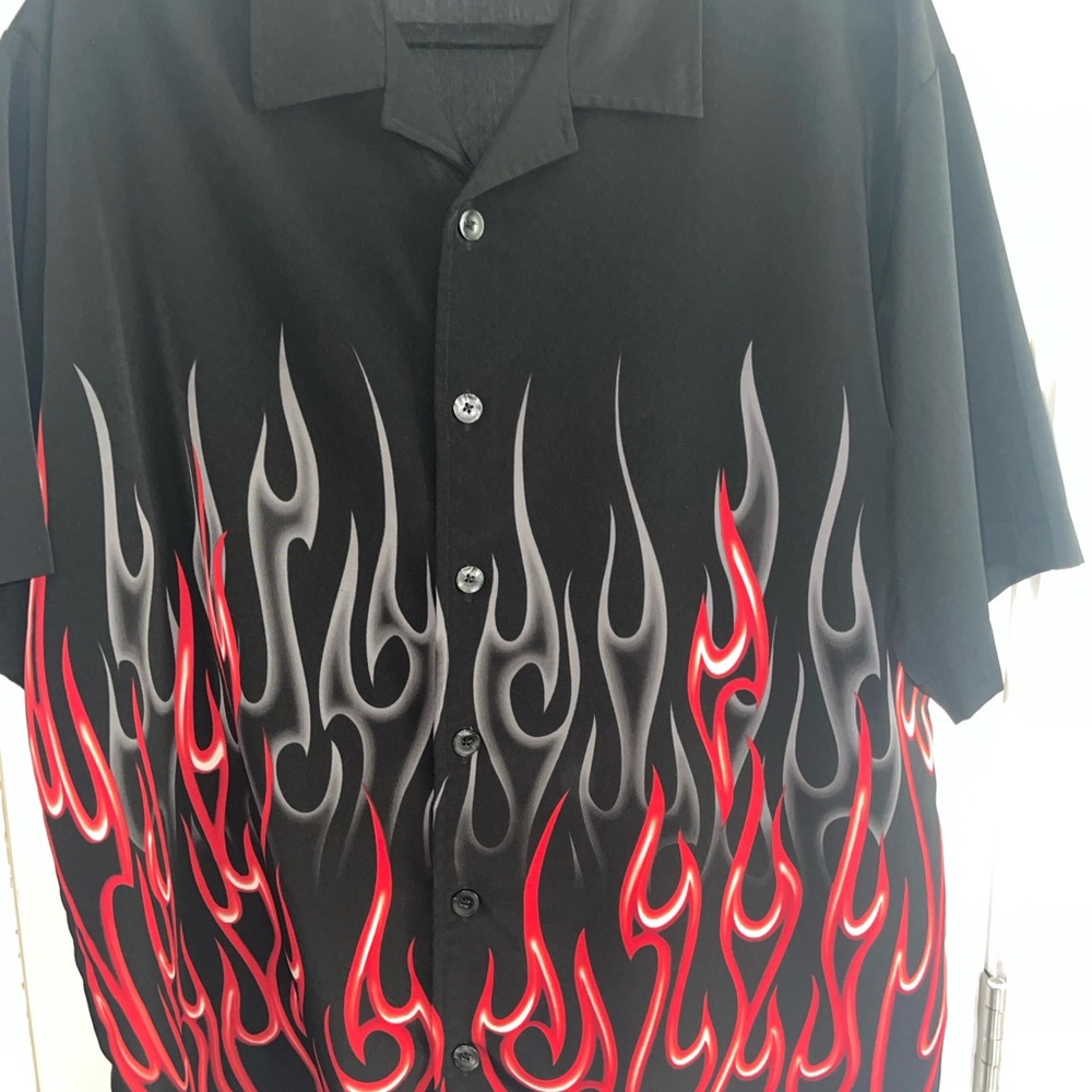 Men's Black Flame Design Casual Shirt